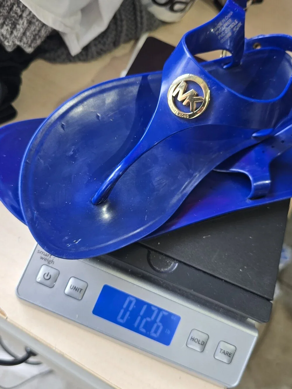 Michael Kors Sandals MK Logo Charm Thong LILLIE Jelly Flip Flop Blue size 6 sv24